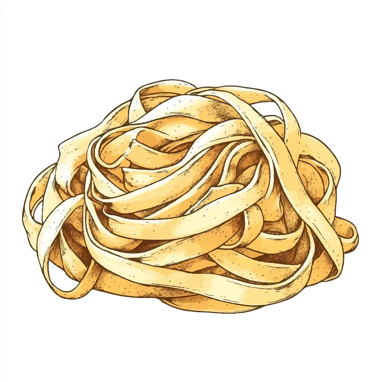 Hand Drawn Fettuccine Pasta on White Background — free download from Dotvec