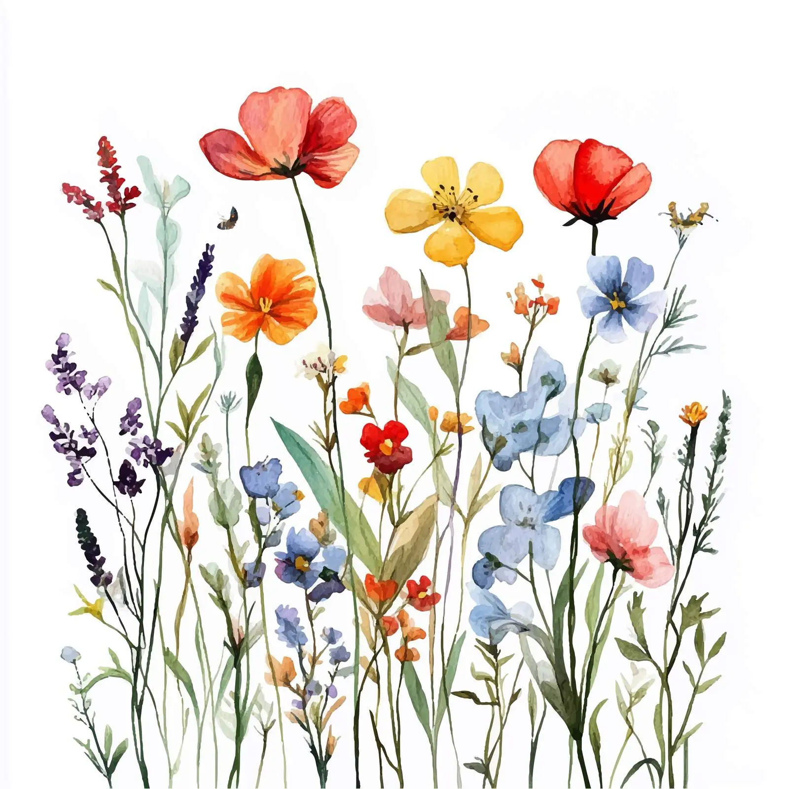 Hand-Drawn Watercolor Field Flowers Illustration — free download from Dotvec