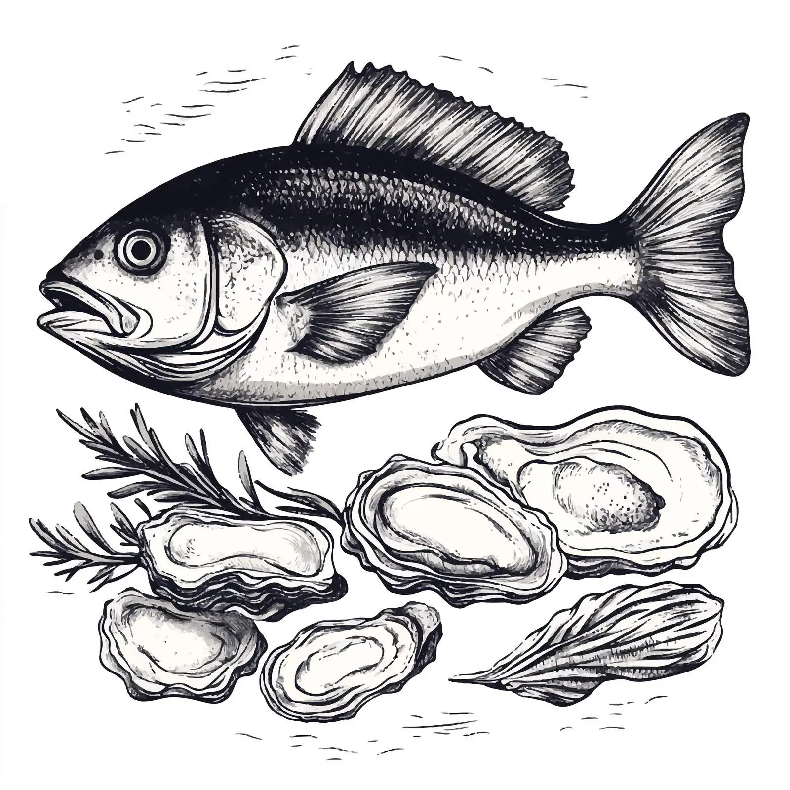 Hand-Drawn Isolated Fish Vector for Seafood Design — free download from Dotvec