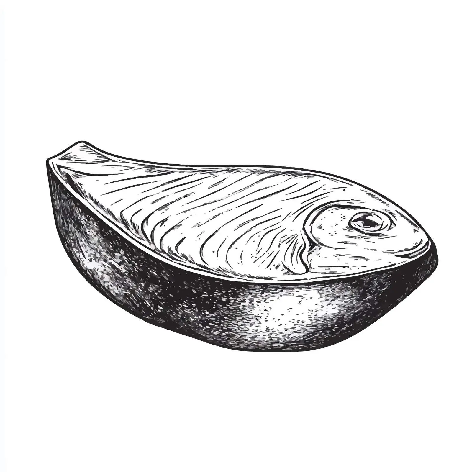 Hand-Drawn Fish Steak on White Background — free download from Dotvec
