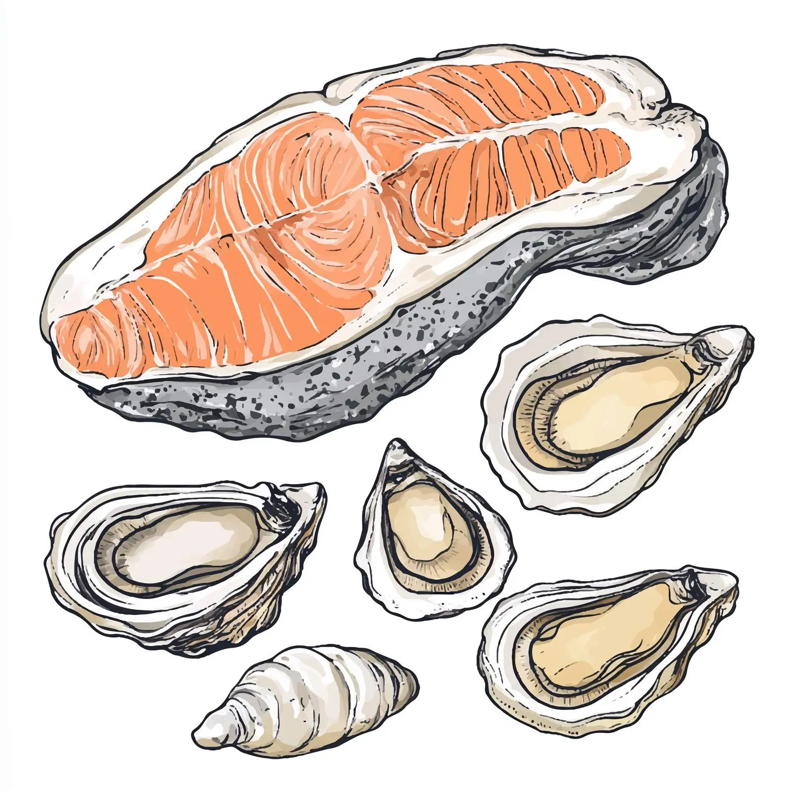 Hand-Drawn Isolated Fish Steak Illustration — free download from Dotvec