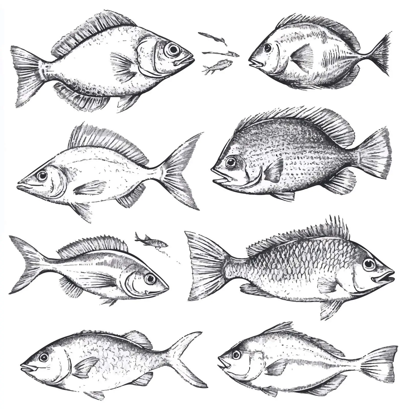 Hand Drawn Fishing Elements Sketch Collection — free download from Dotvec