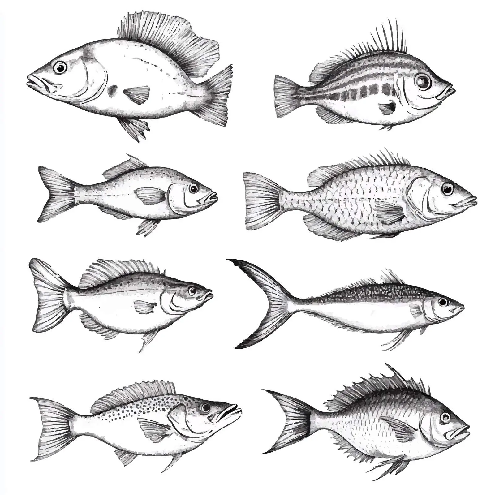 Hand-Drawn Fishing Sketch Elements Collection — free download from Dotvec