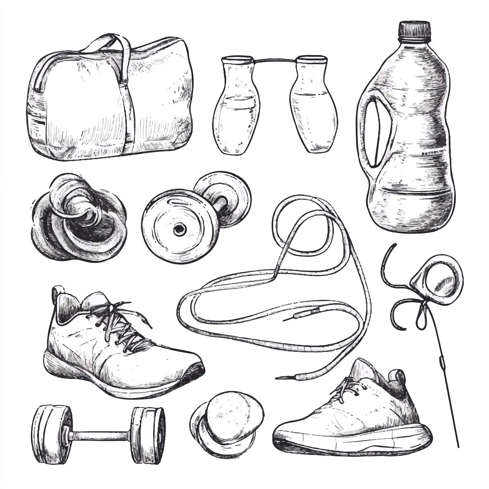 Hand-Drawn Gym Equipment Sketch Collection — free download from Dotvec
