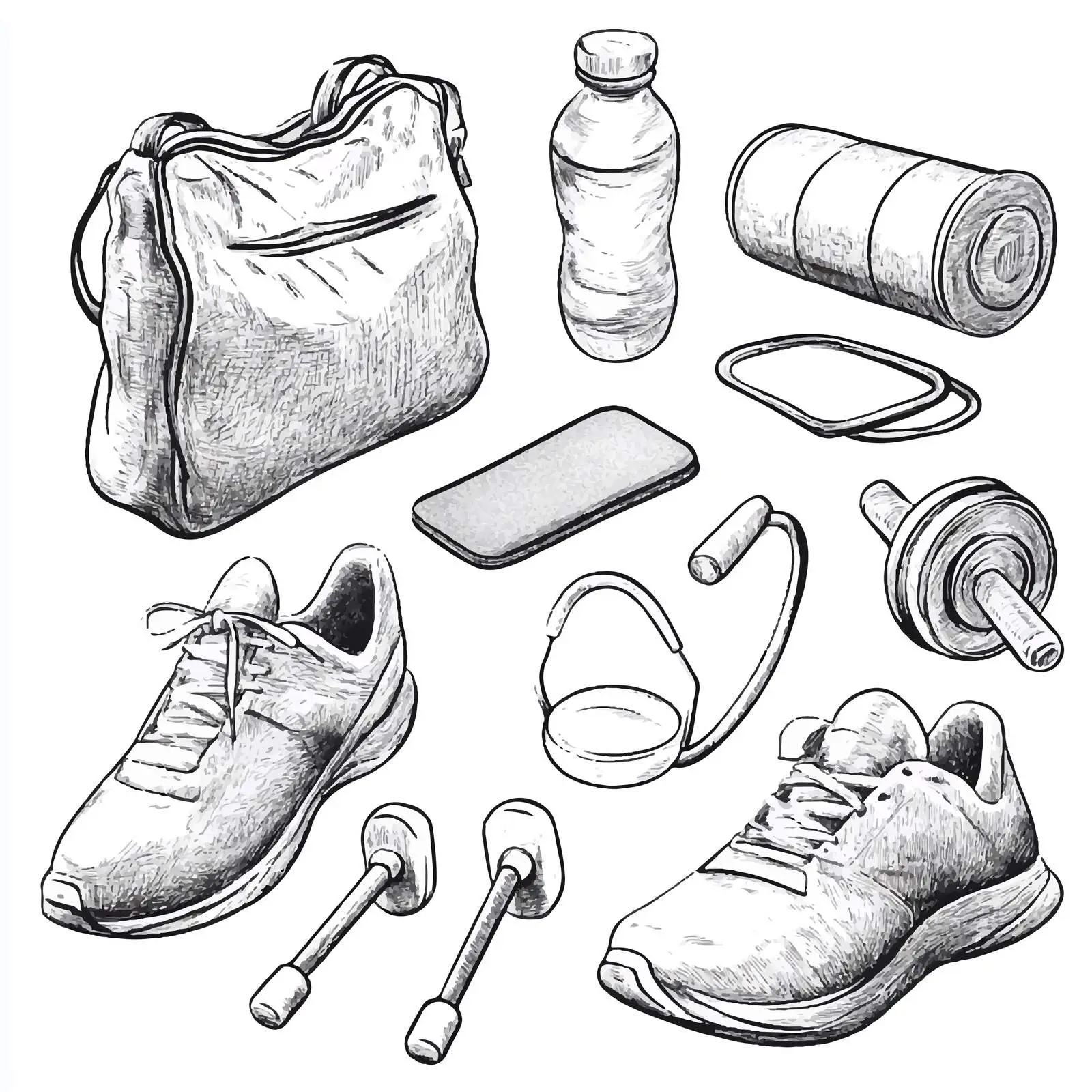 Hand Drawn Fitness and Gym Equipment Sketches — free download from Dotvec