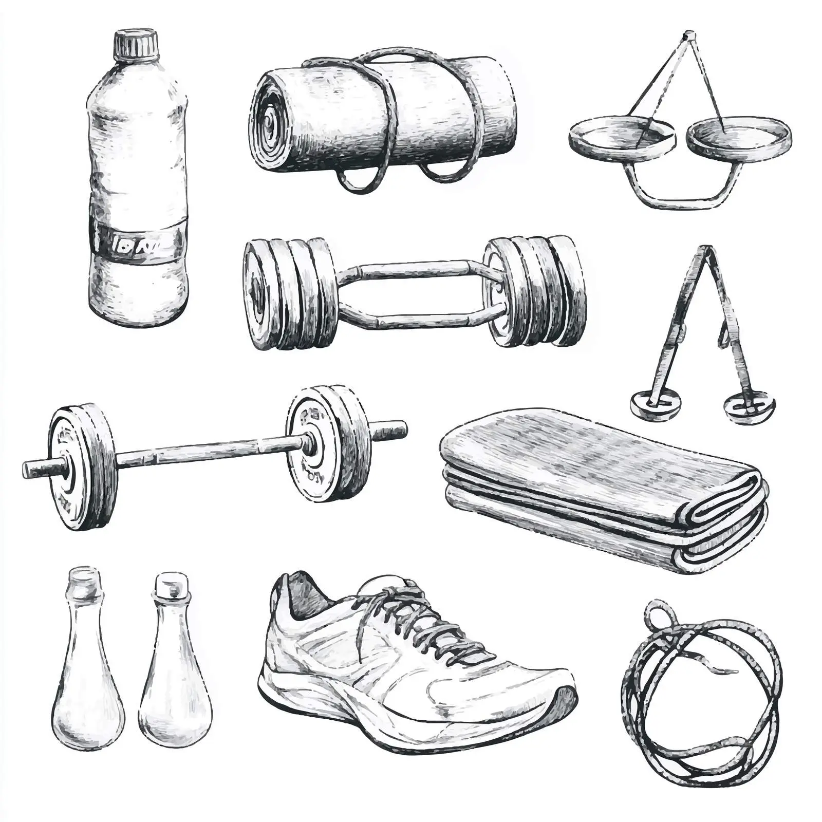 Hand-Drawn Fitness and Gym Equipment Collection — free download from Dotvec