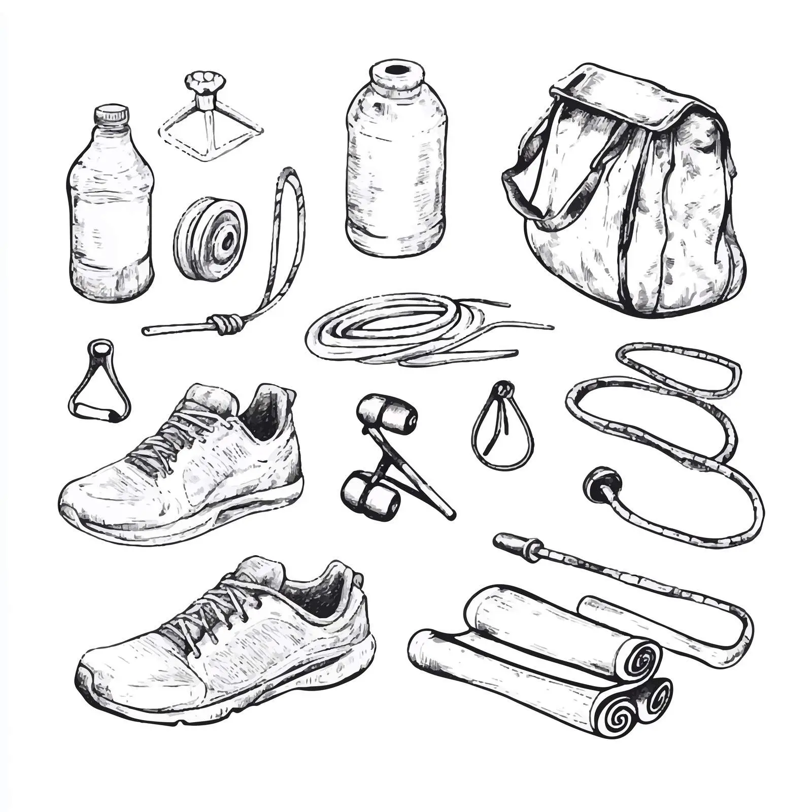 Hand Drawn Fitness and Gym Equipment Vectors — free download from Dotvec