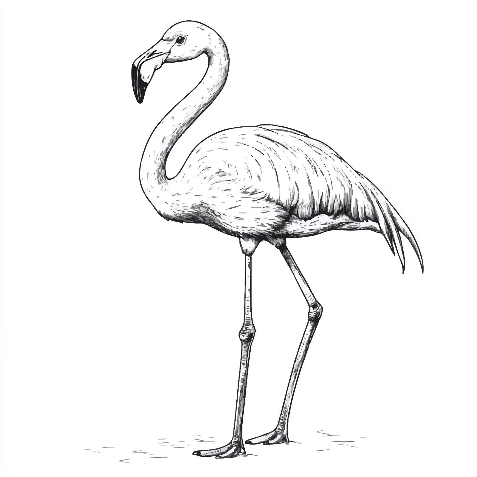 Hand-Drawn Flamingo Sketch on White Background — free download from Dotvec