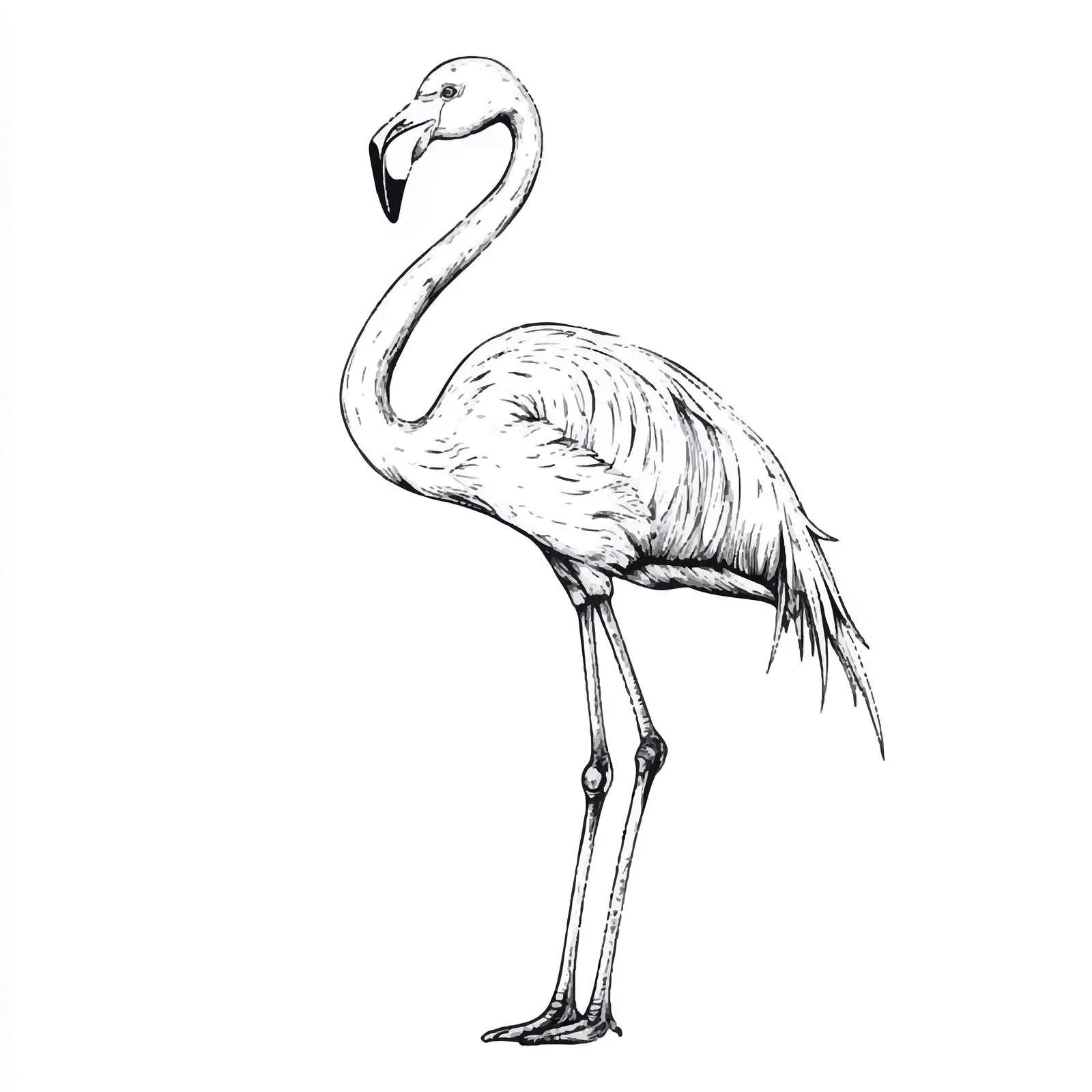 Hand-Drawn Flamingo Sketch on White Background — free download from Dotvec