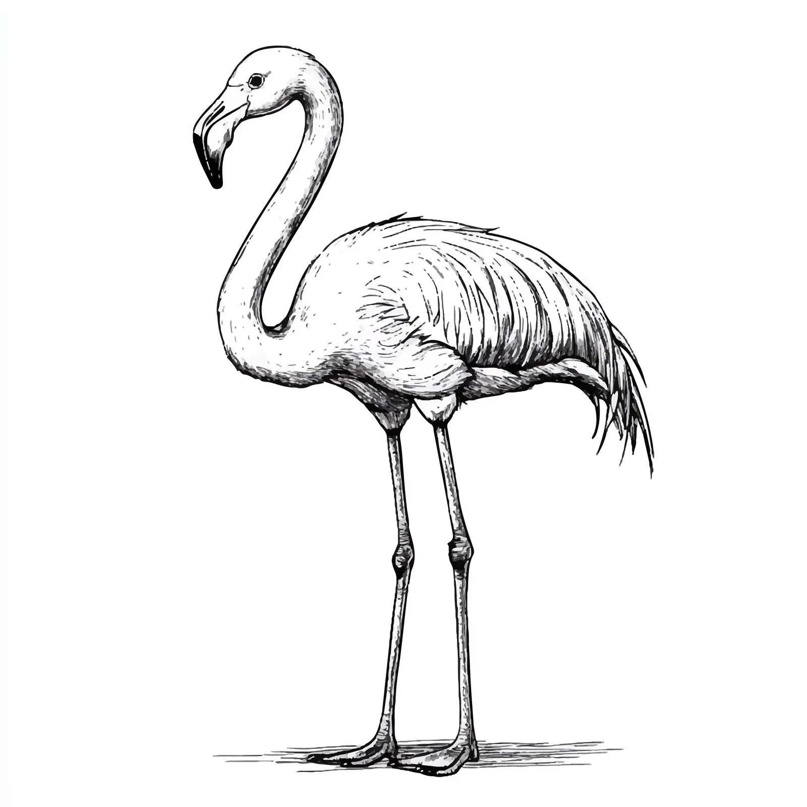 Hand-Drawn Flamingo Sketch on White Background — free download from Dotvec