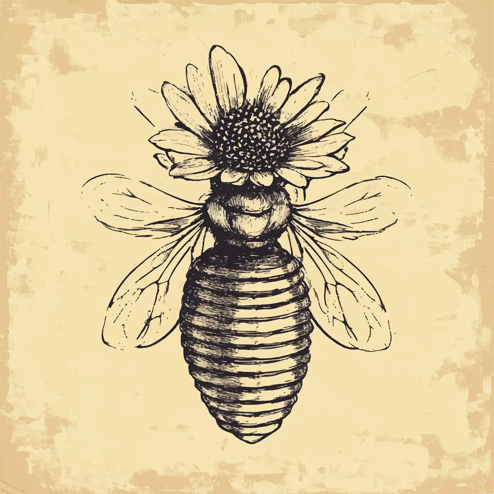 Hand Drawn Flower Sketch on Old Paper Background — free download from Dotvec