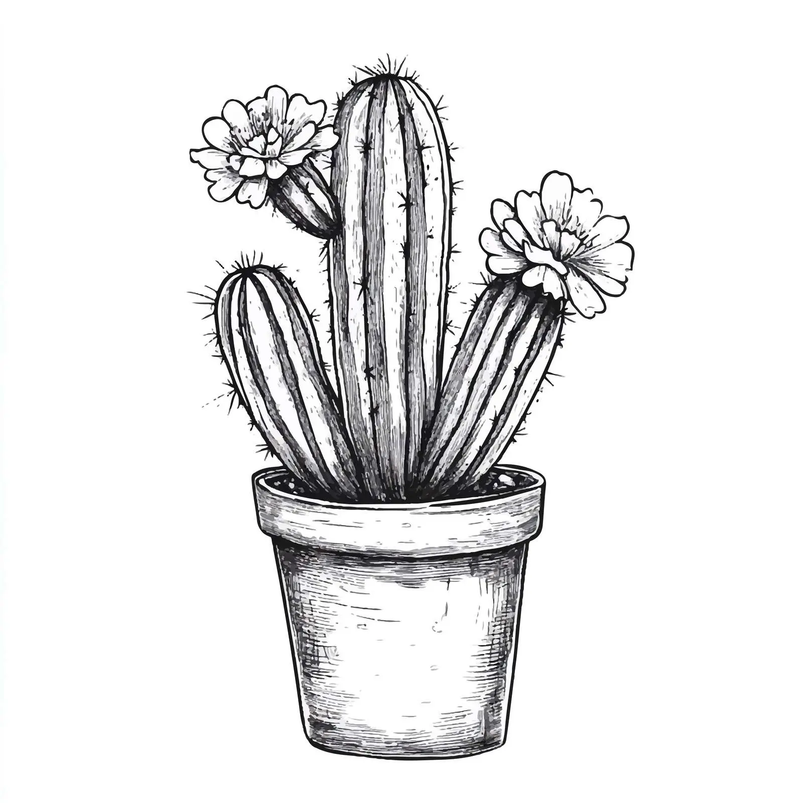 Elegant Hand-Drawn Flowering Cactus Sketch — free download from Dotvec