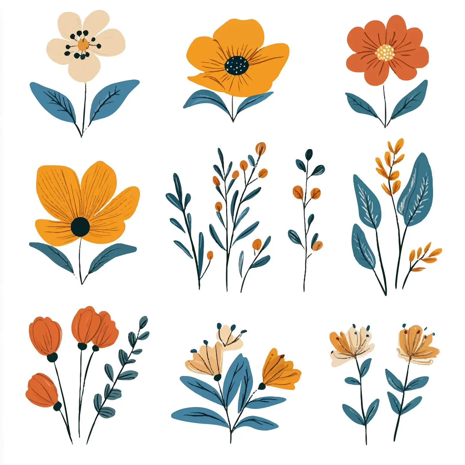 Hand Drawn Isolated Flower Vector Design — free download from Dotvec