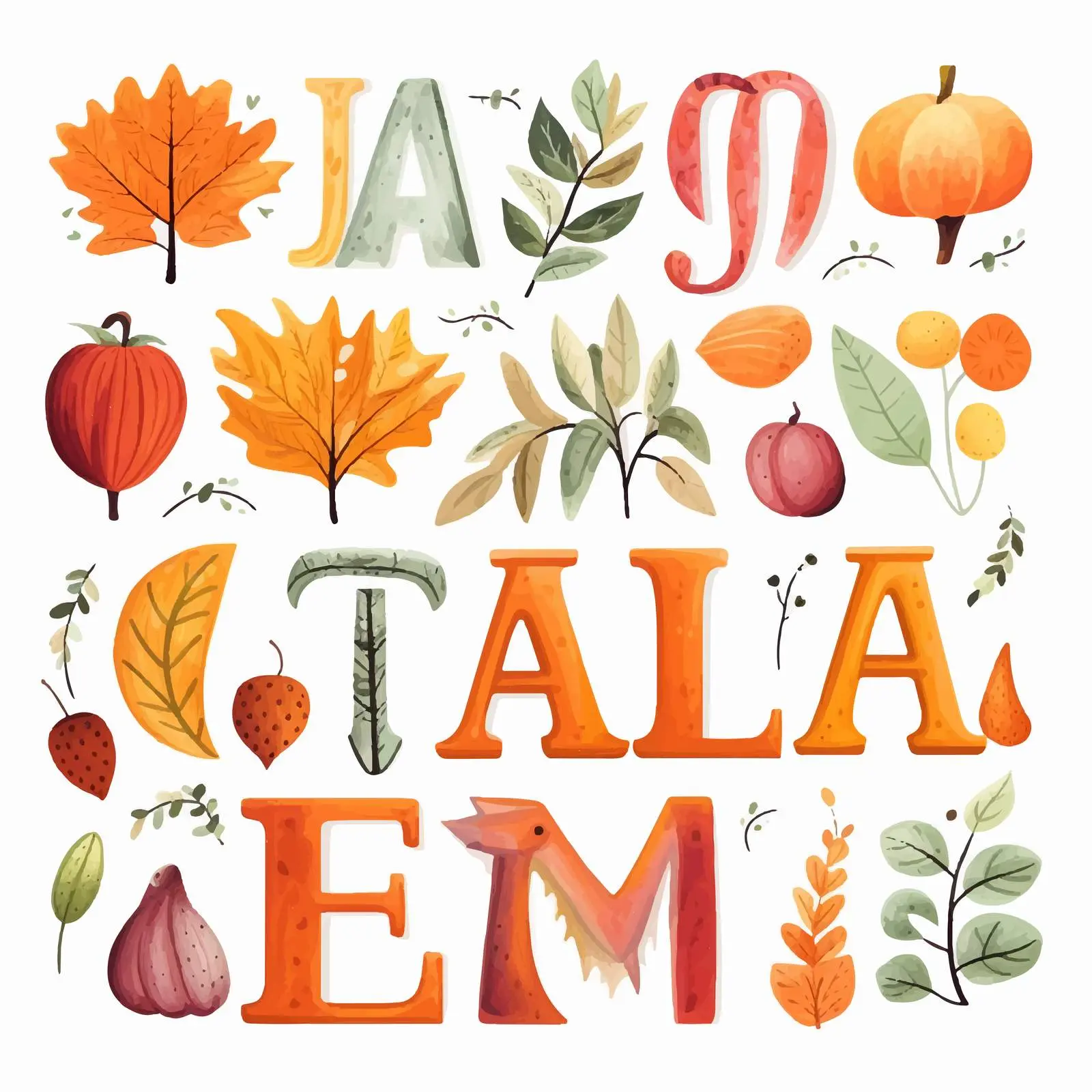 Bright Autumn Hand-Drawn Alphabet for Logos — free download from Dotvec