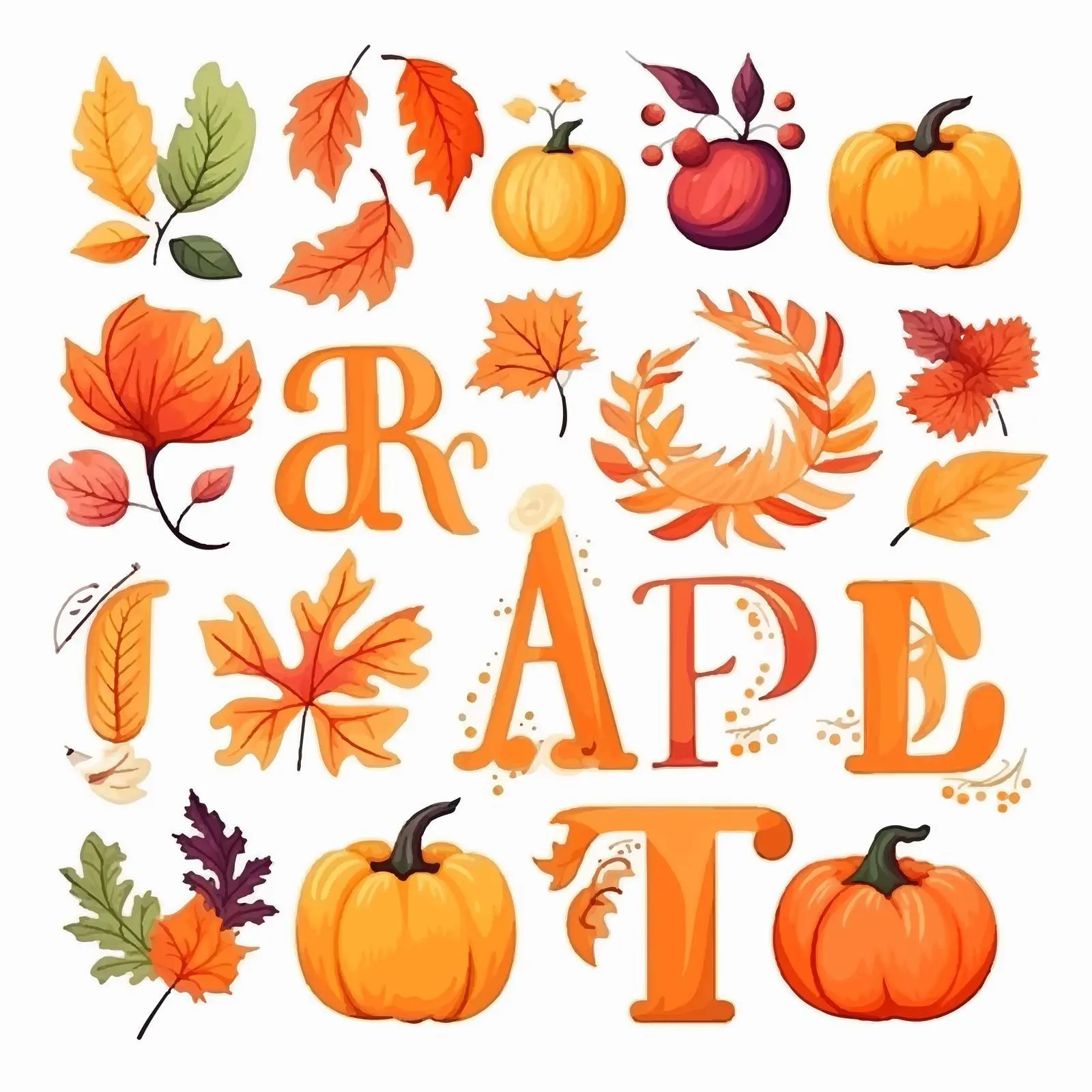 Bright Autumn Hand-Drawn Alphabet for Logos – free professional use image from Dotvec
