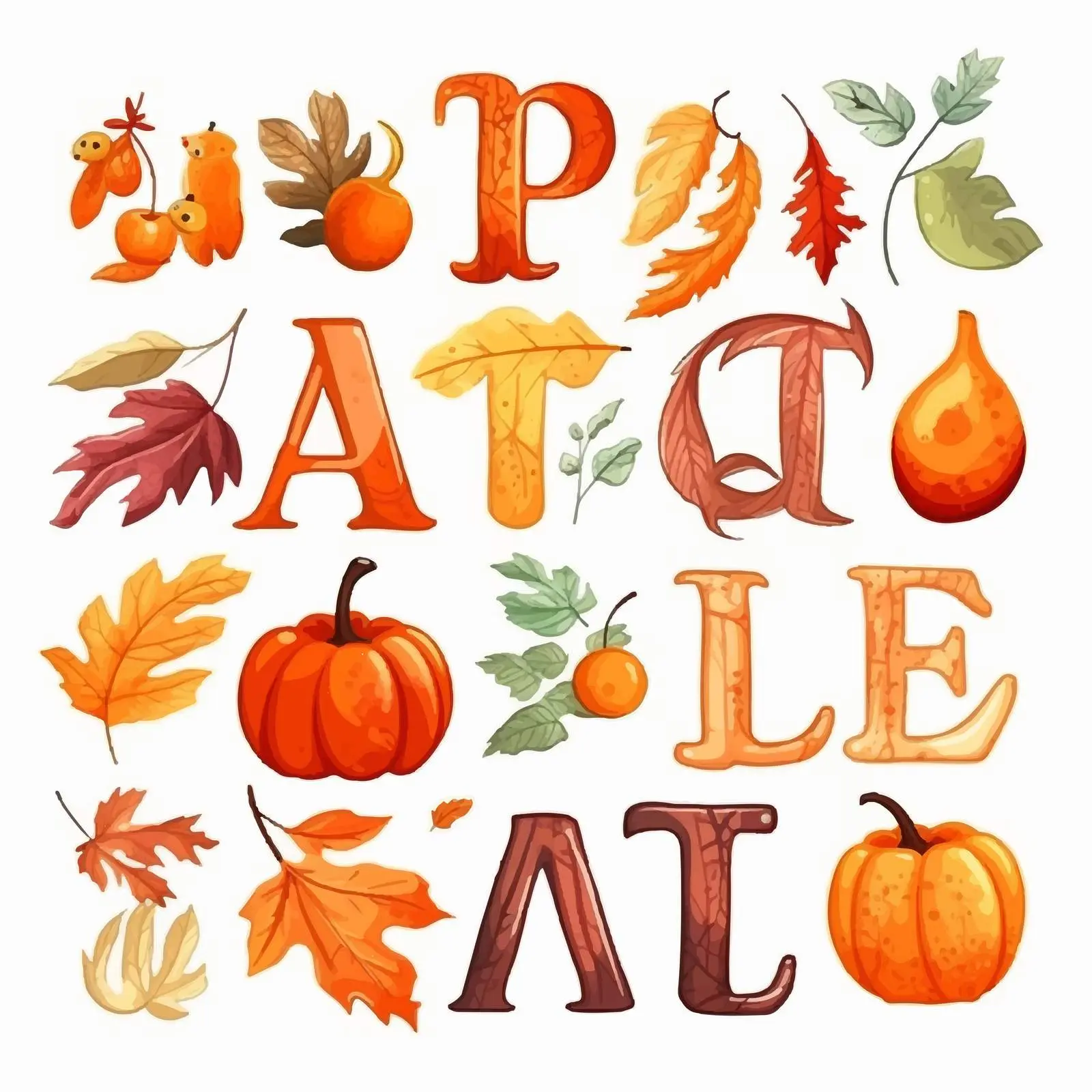 Bright Autumn Hand-Drawn Alphabet for Logos — free download from Dotvec