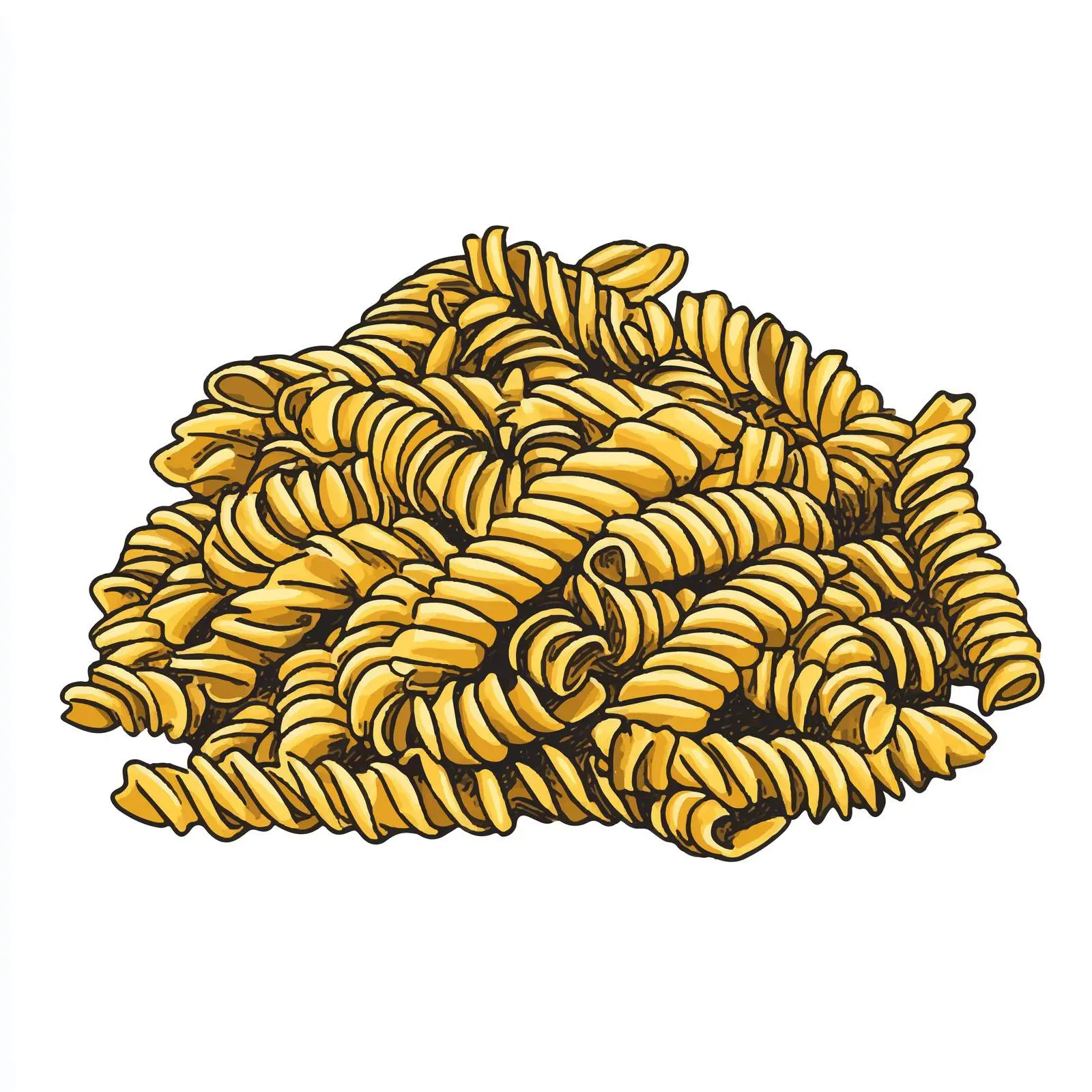 Hand-Drawn Fusilli Pasta on White Background — free download from Dotvec