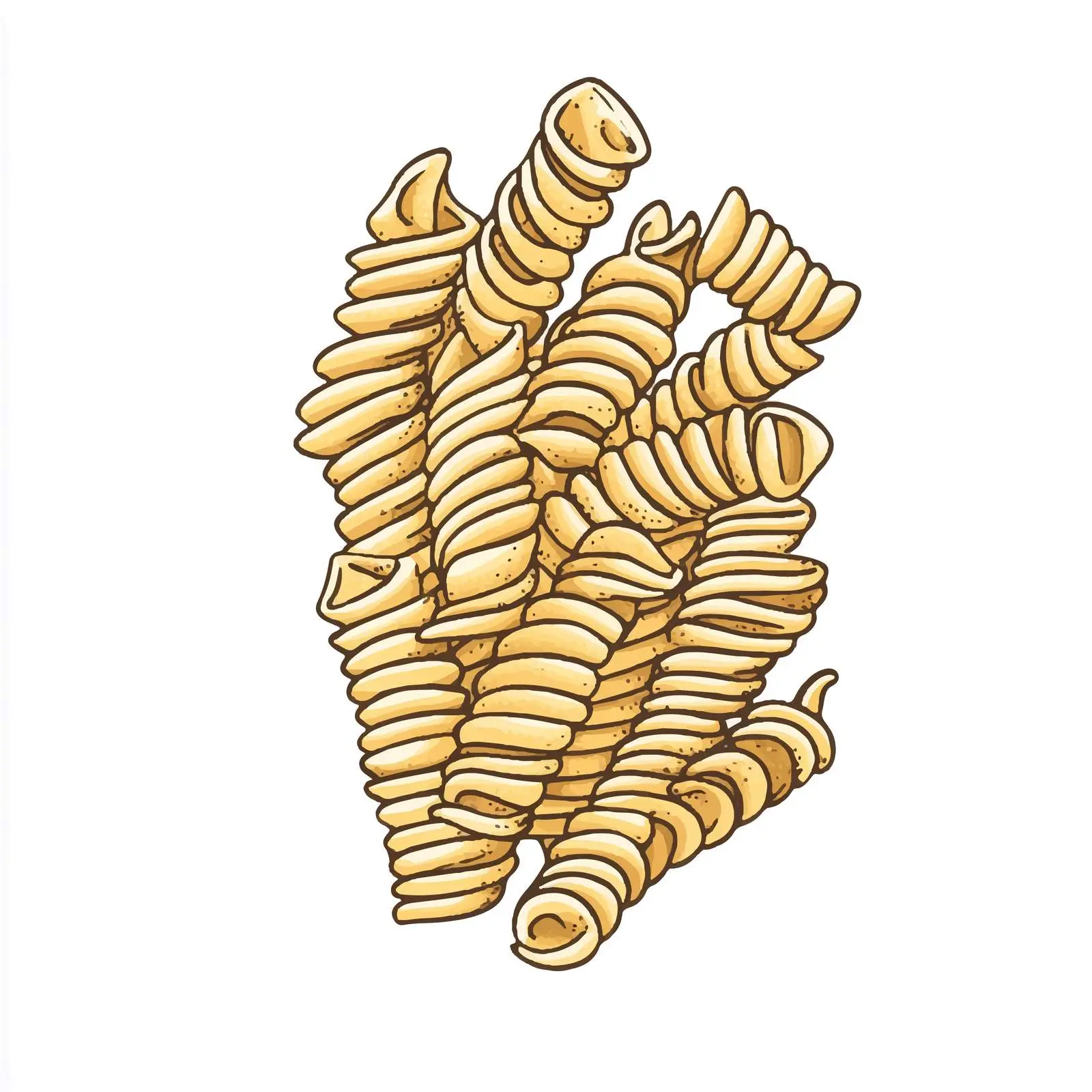 Hand-Drawn Fusilli Pasta on White Background – free pasta shape image from Dotvec
