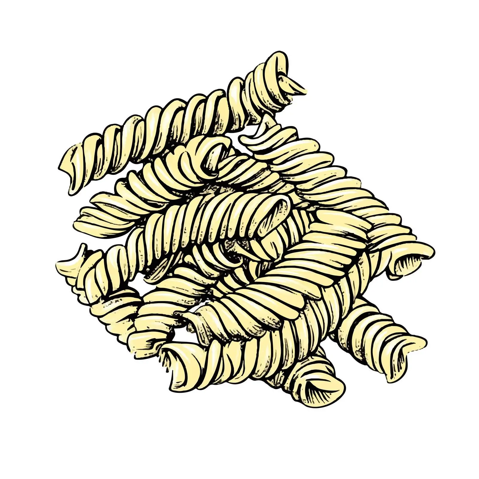 Hand Drawn Fusilli Pasta on White Background — free download from Dotvec