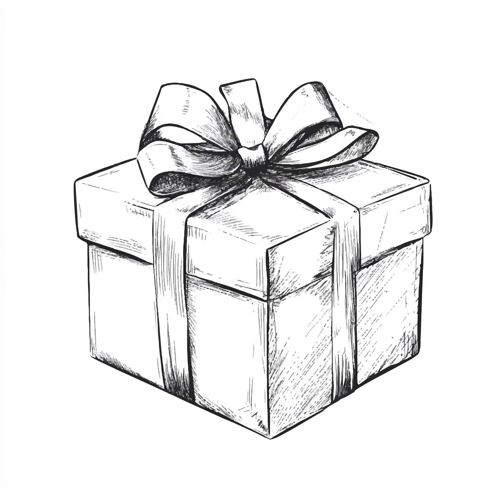 Hand-Drawn Gift Box Sketch on White Background — free download from Dotvec