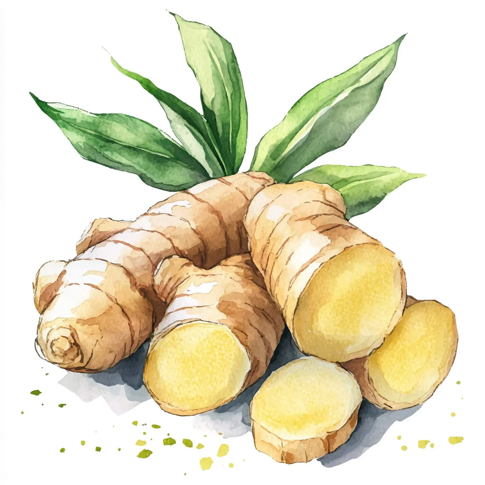 Hand-Drawn Ginger Watercolor Food Illustration — free download from Dotvec