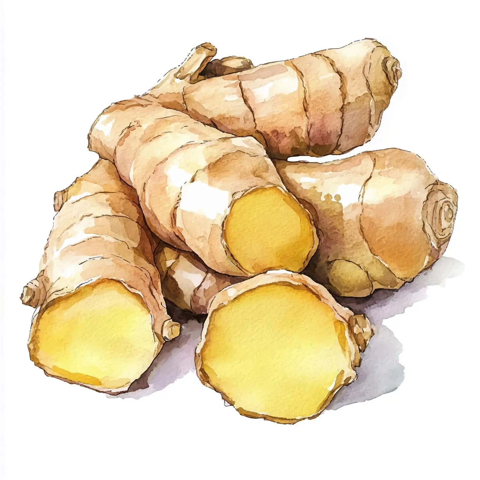 Hand Drawn Ginger Watercolor Food Illustration – free culinary illustration image from Dotvec