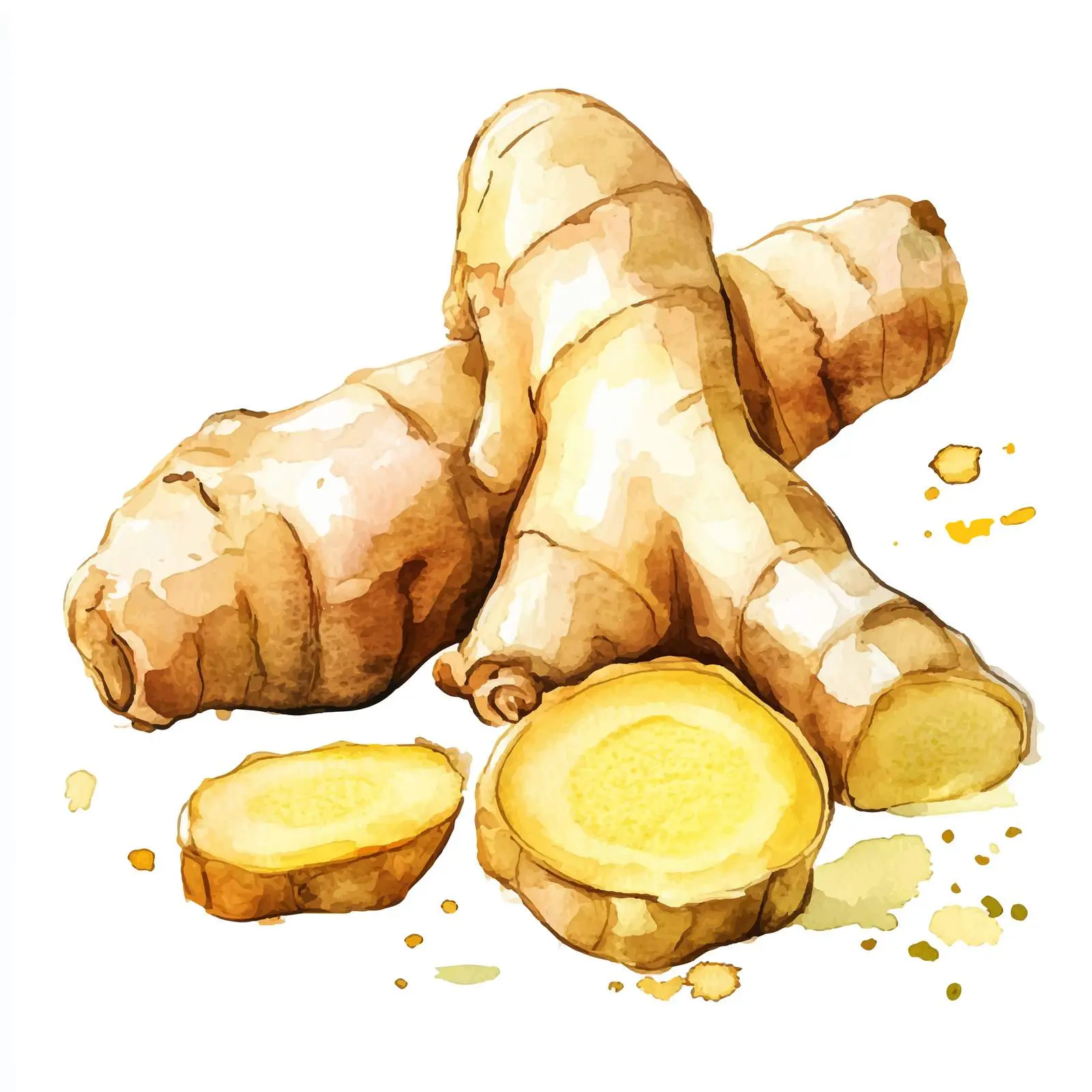 Hand Drawn Ginger Watercolor Illustration – free culinary illustration image from Dotvec