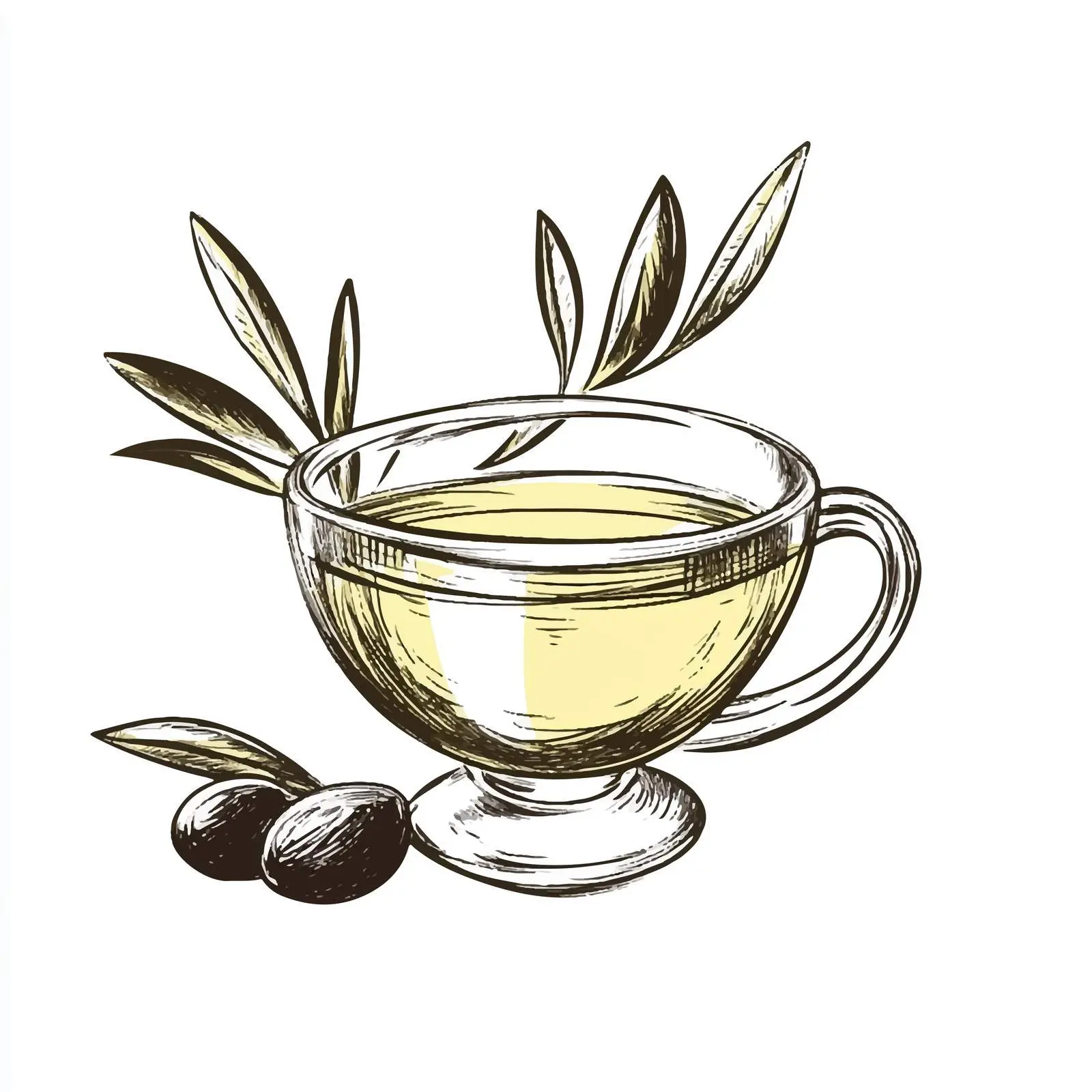 Hand-Drawn Olive Oil Glass Cup Vector — free download from Dotvec