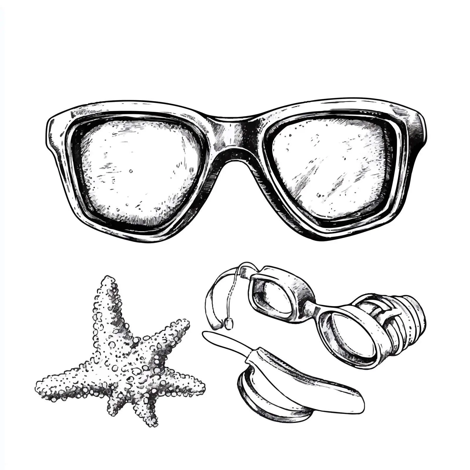 Hand Drawn Diving Glasses Sketch Art — free download from Dotvec