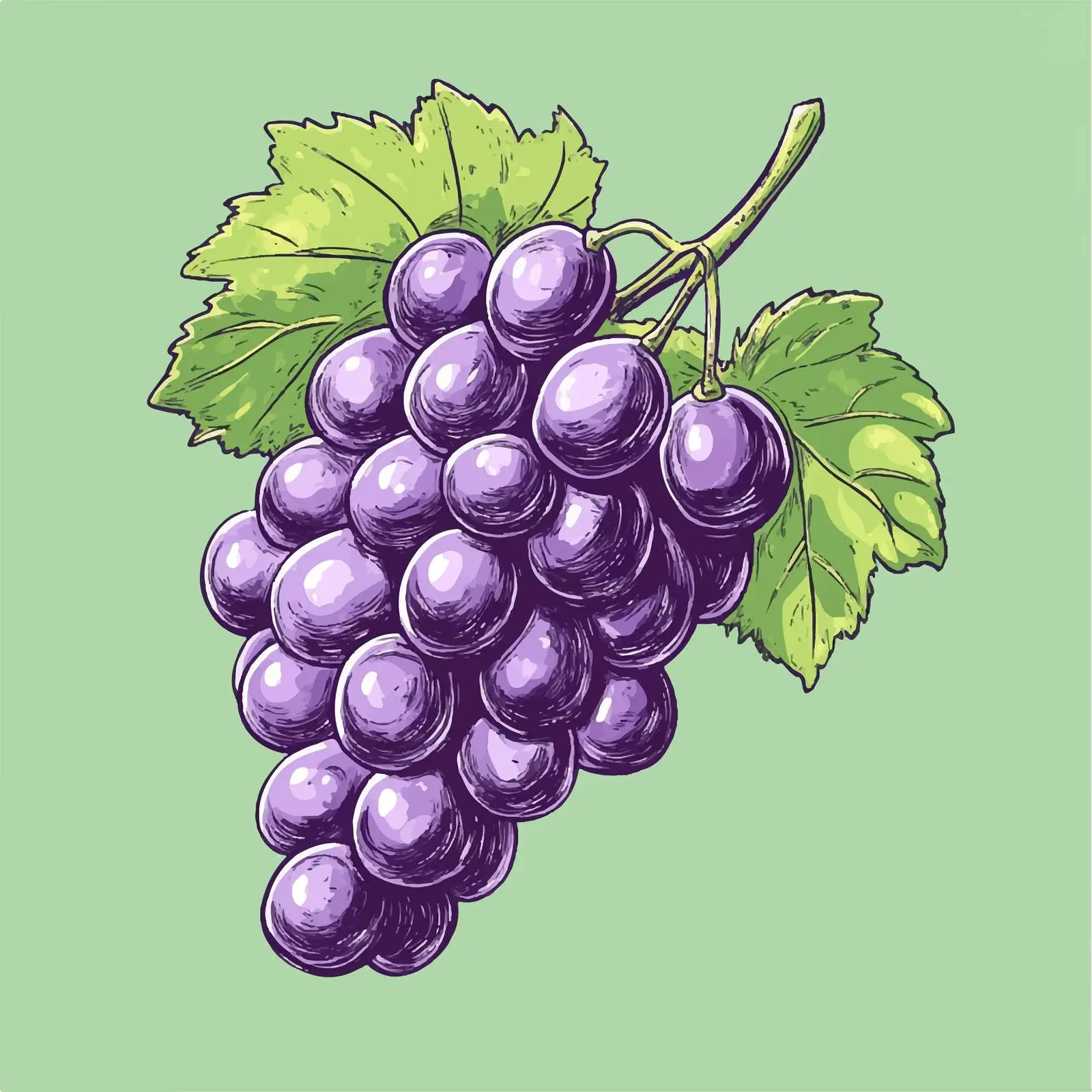 Hand-Drawn Grapes on Green Background Illustration — free download from Dotvec