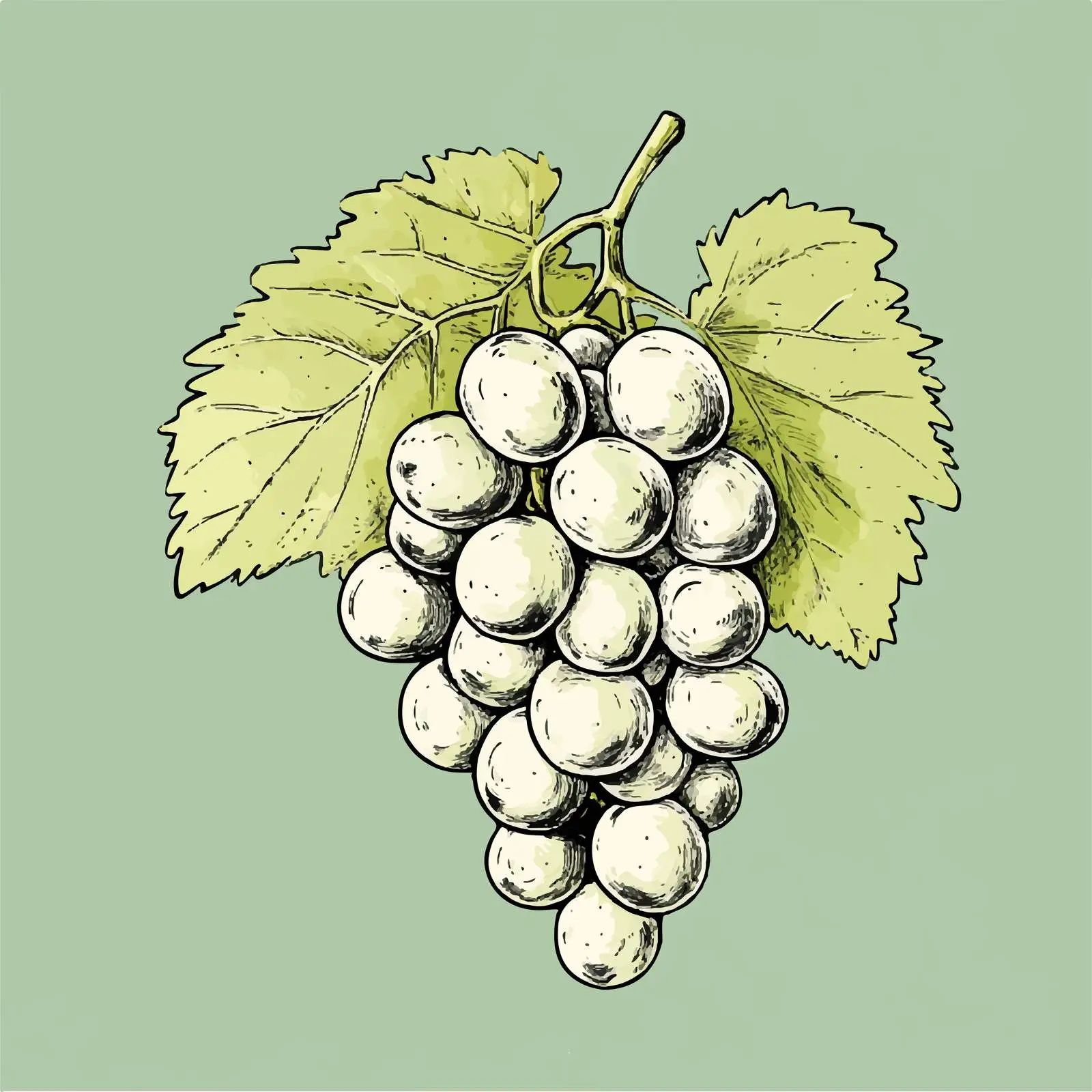 Hand-Drawn Grapes on Green Background — free download from Dotvec