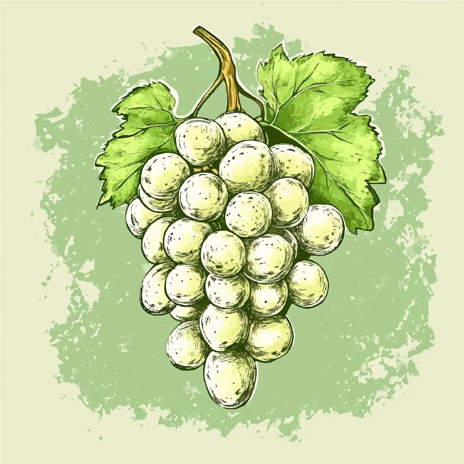 Hand-Drawn Grapes on Green Blot Background — free download from Dotvec