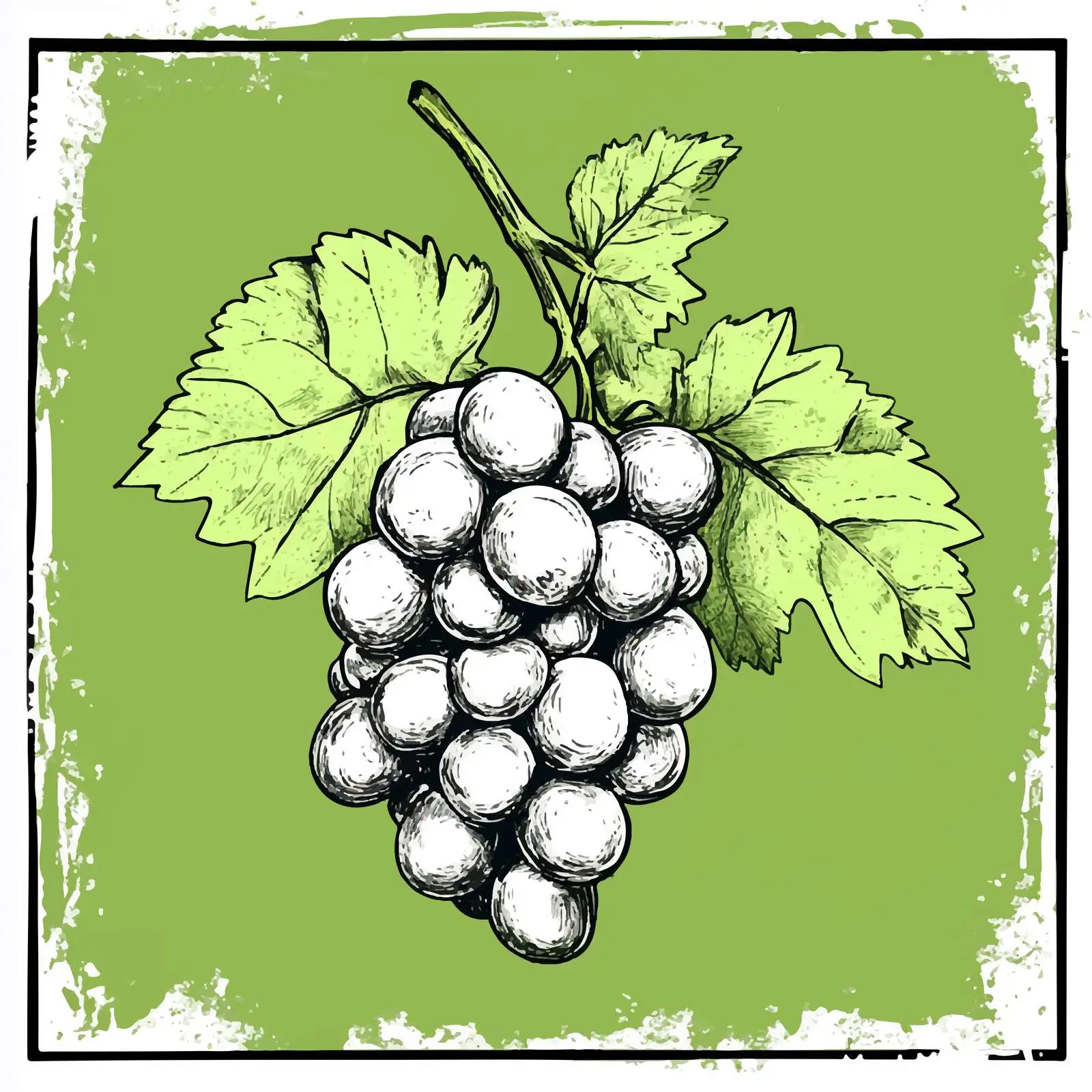 Hand Drawn Grapes on Green Blot Background — free download from Dotvec
