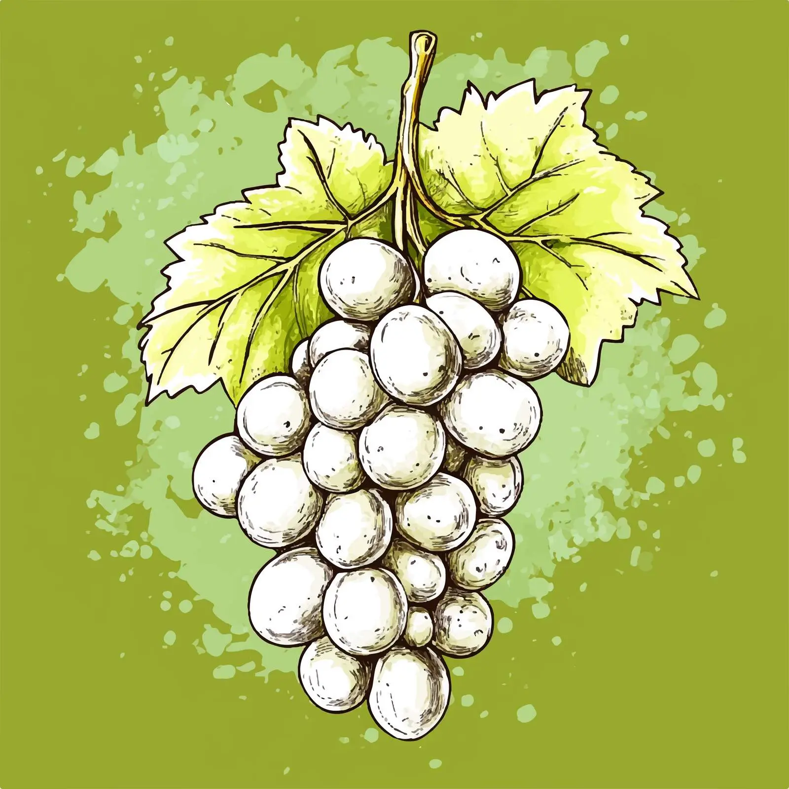 Hand Drawn Grapes on Green Blot Illustration — free download from Dotvec