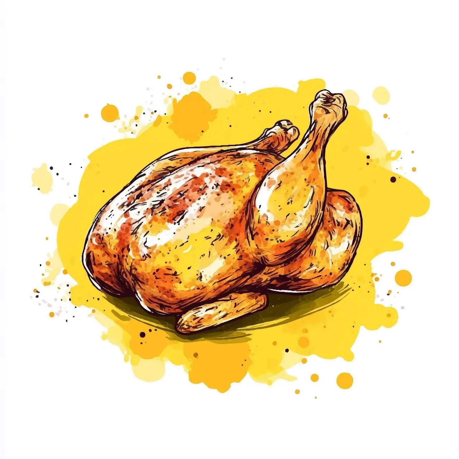 Hand-Drawn Grilled Chicken on White Background — free download from Dotvec