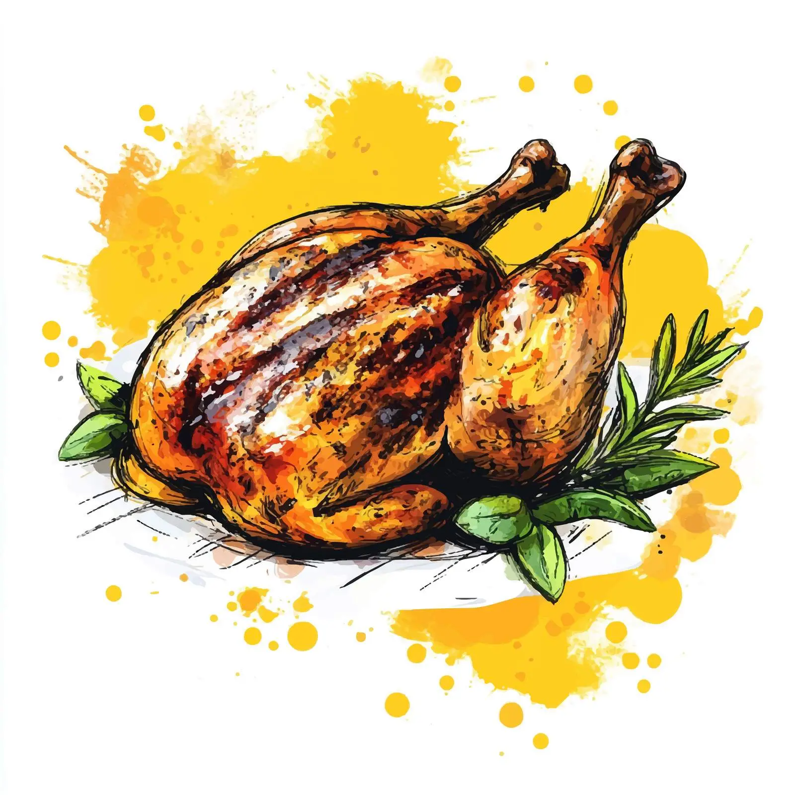 Hand-Drawn Grilled Chicken on White Background — free download from Dotvec