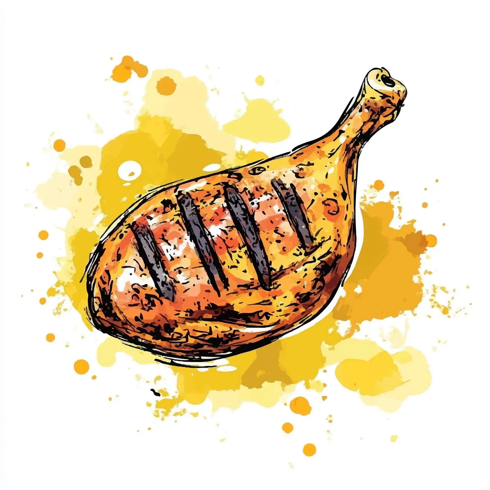 Hand-Drawn Grilled Chicken on White Background — free download from Dotvec