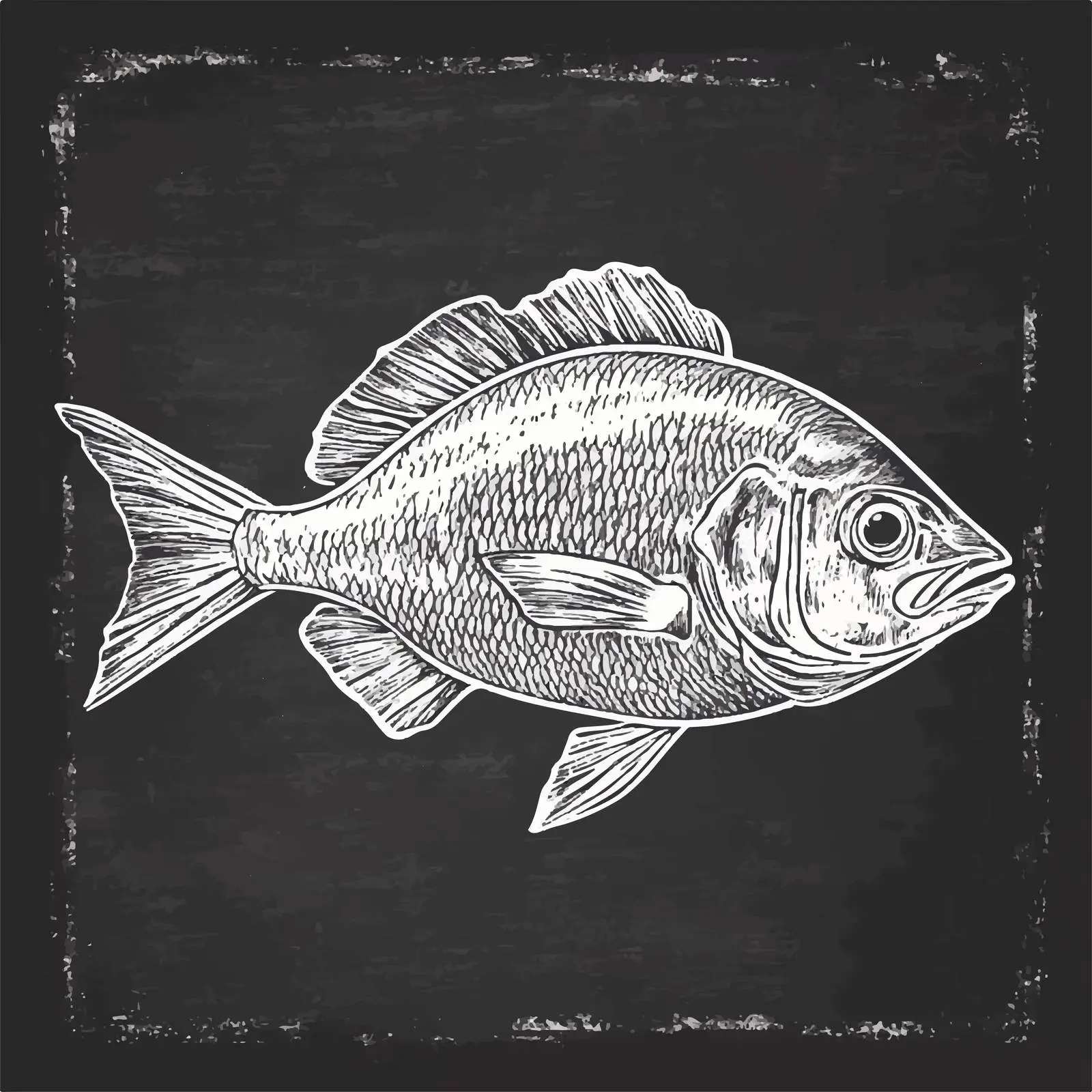 Hand-Drawn Grilled Fish Sketch on Chalkboard — free download from Dotvec