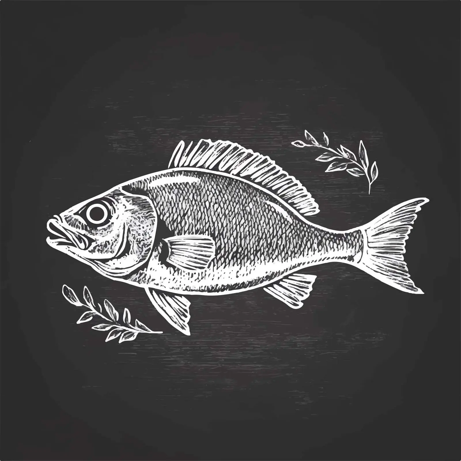 Hand Drawn Grilled Fish Sketch on Chalkboard – free gourmet design image from Dotvec