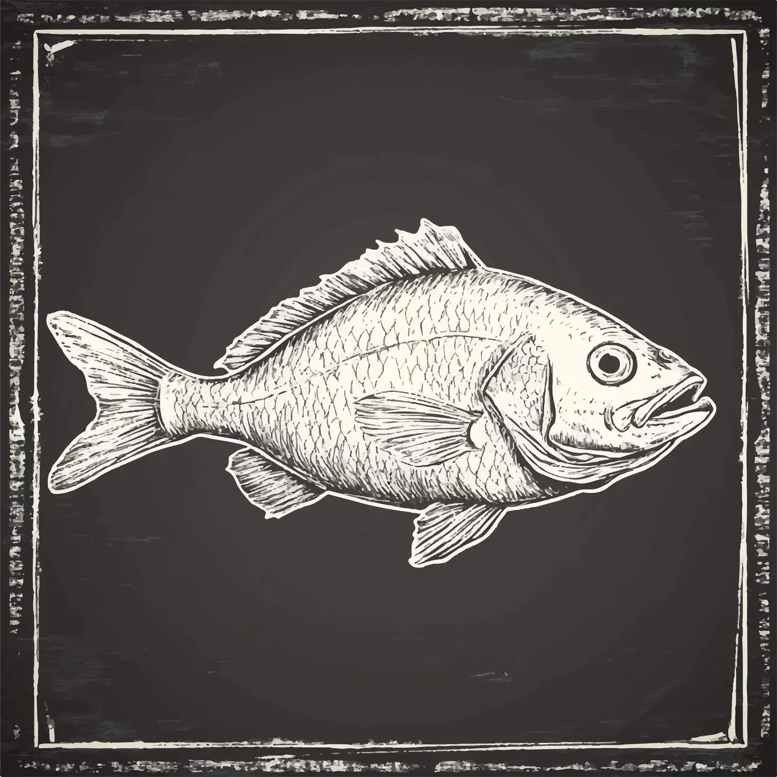 Hand Drawn Grilled Fish Sketch on Chalkboard — free download from Dotvec