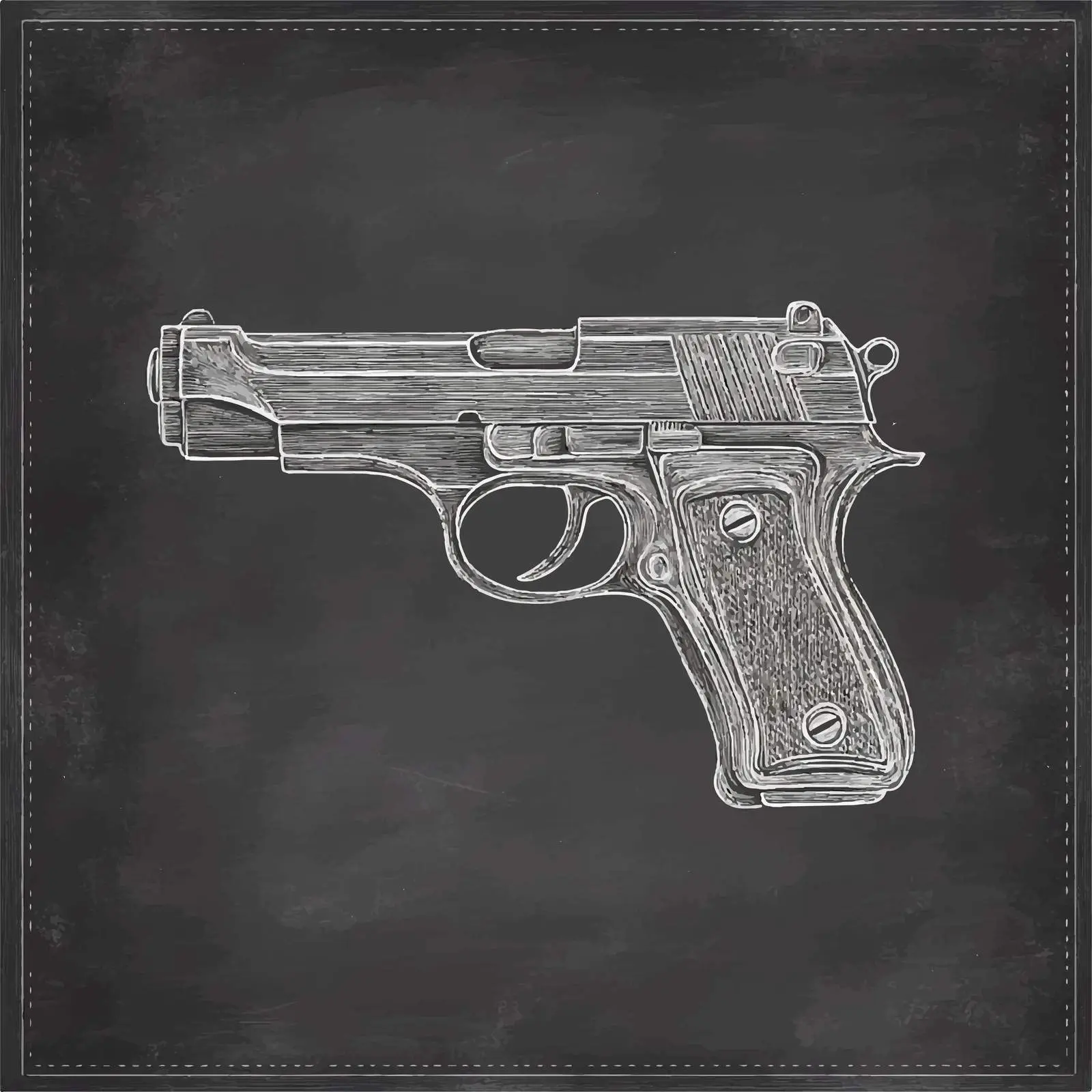 Hand Drawn Gun Sketch on Chalkboard Vector — free download from Dotvec