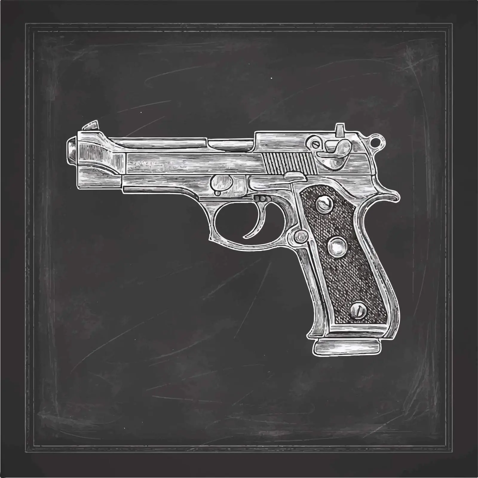 Hand Drawn Gun Sketch on Chalkboard Background – free naive image from Dotvec