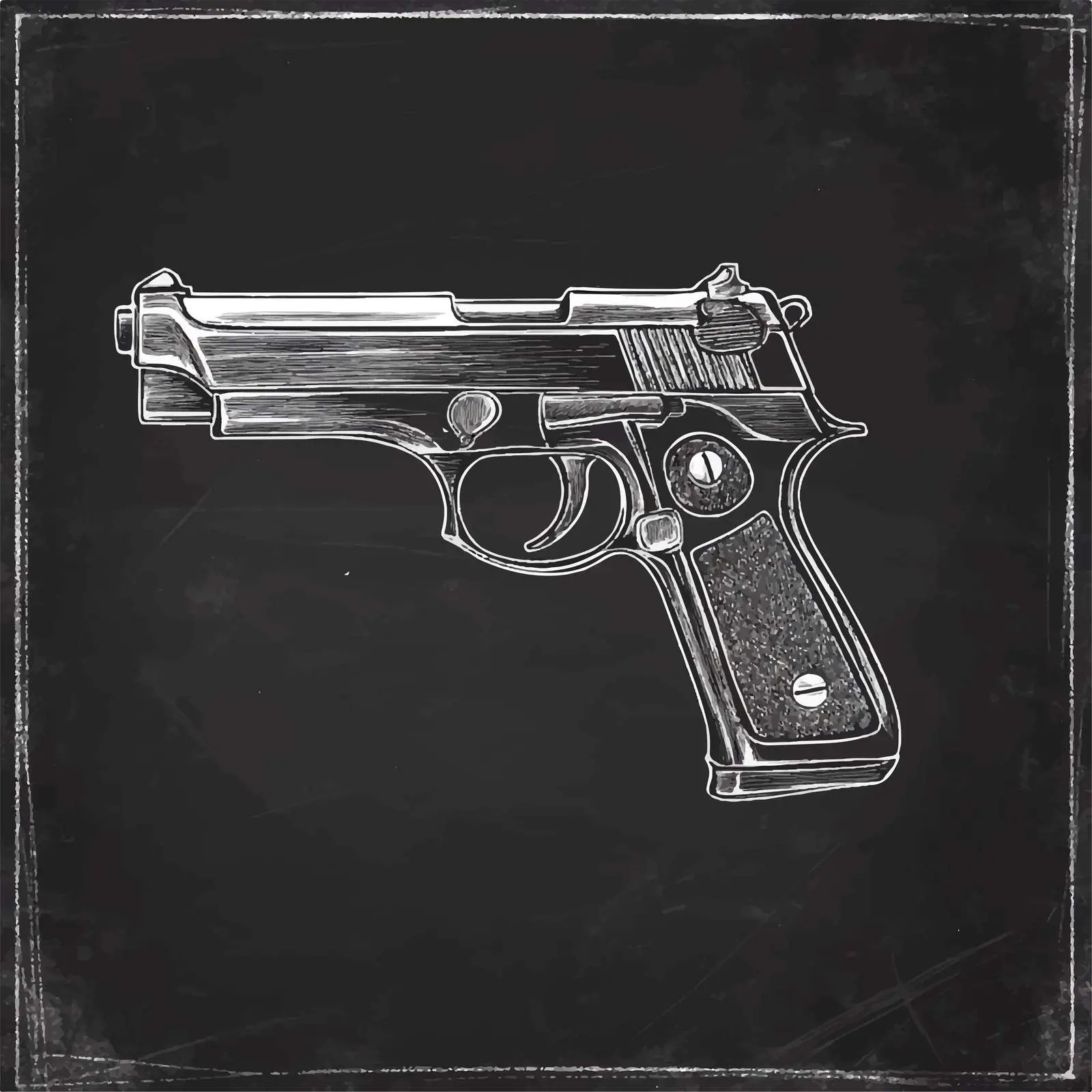 Hand Drawn Gun Sketch on Chalkboard Background — free download from Dotvec