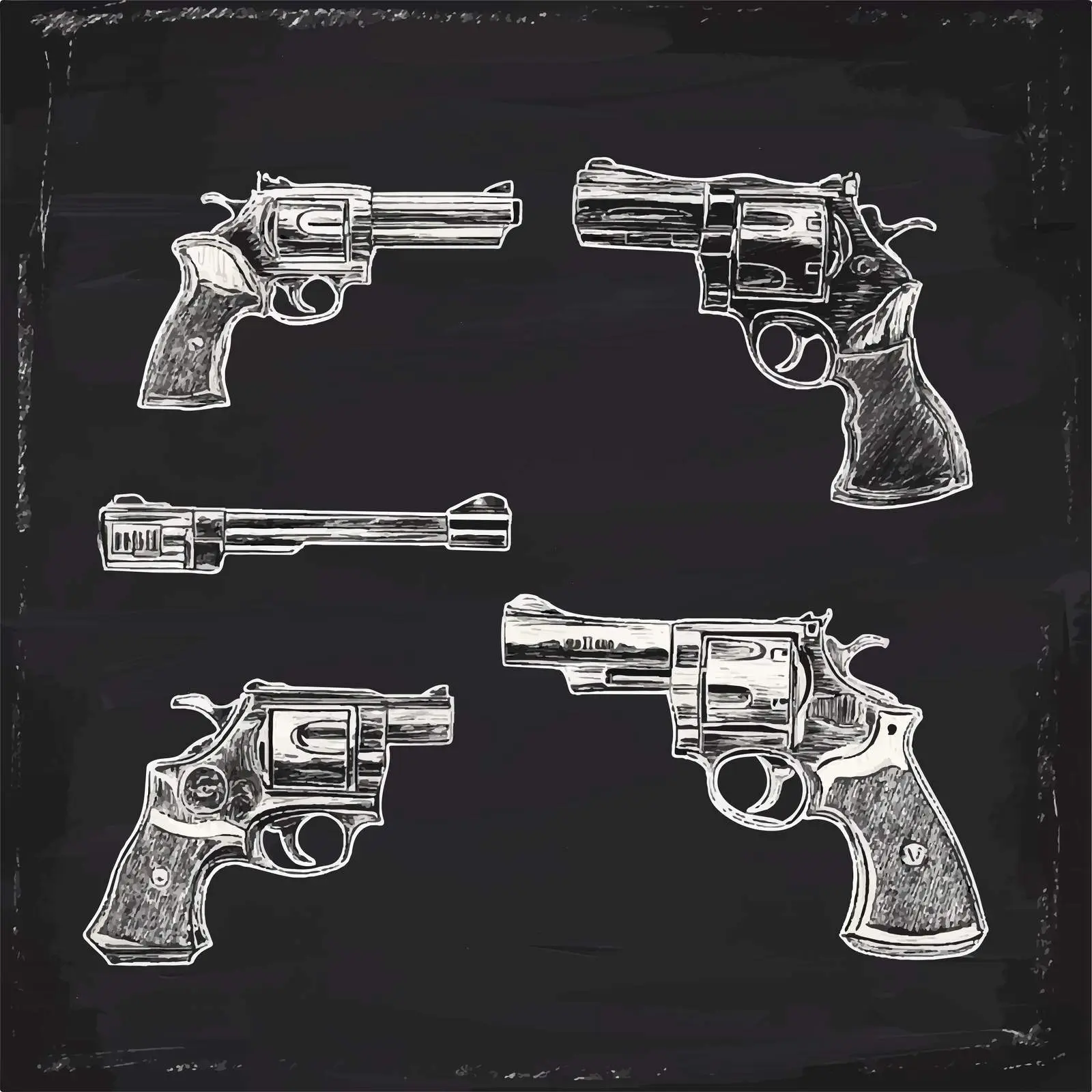 Hand Drawn Gun Sketches Collection of Revolvers — free download from Dotvec