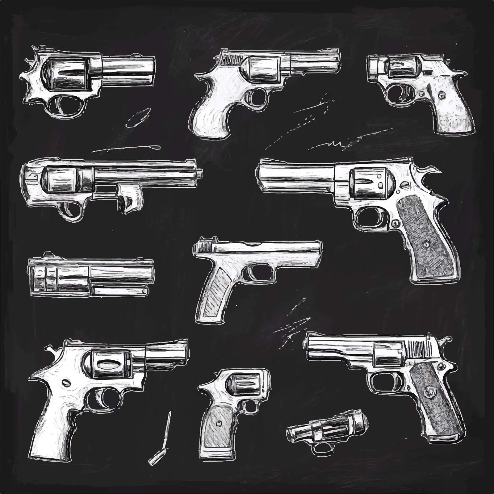 Hand Drawn Gun Sketches Collection — free download from Dotvec