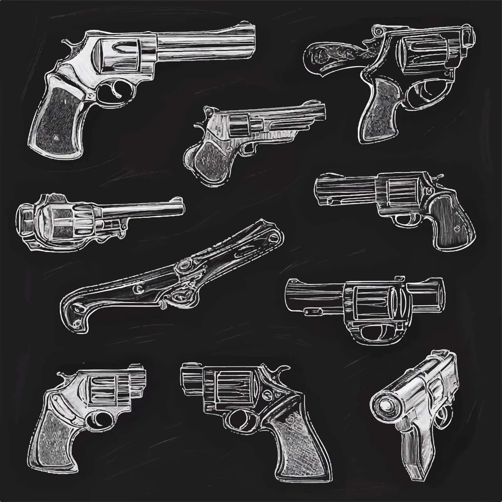 Hand Drawn Gun Sketches Collection — free download from Dotvec