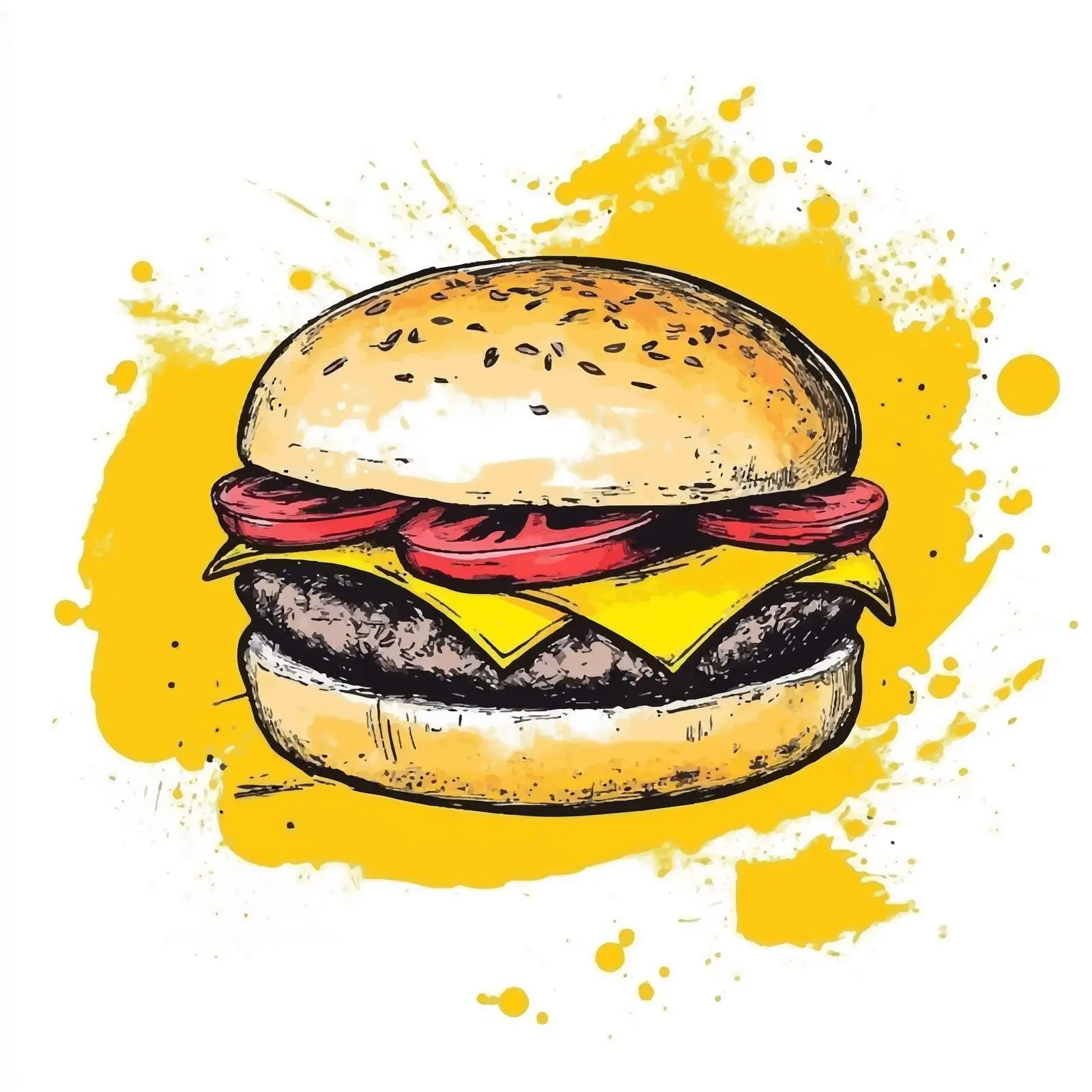 Hand-Drawn Hamburger Illustration on White Background — free download from Dotvec