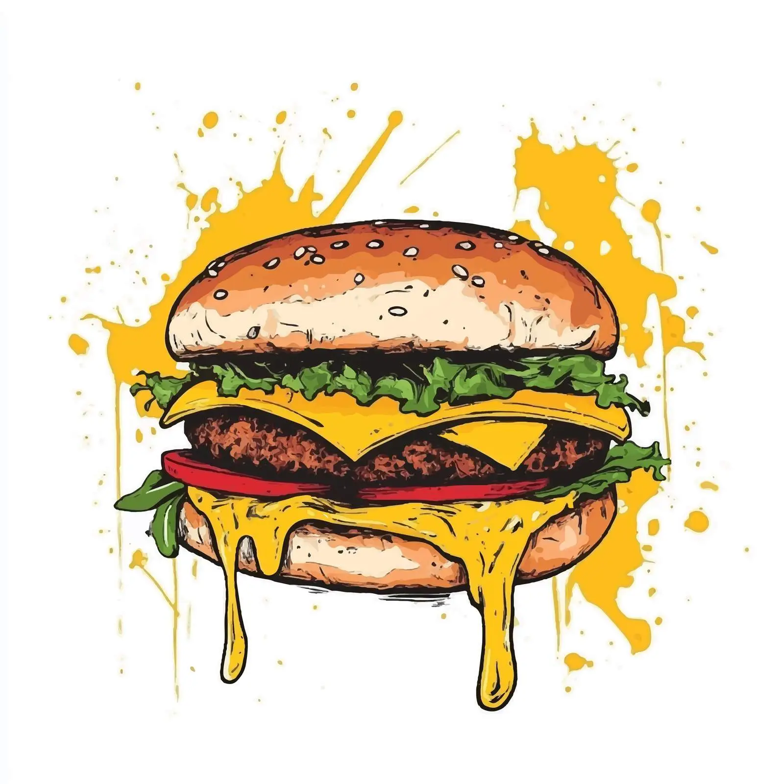 Hand Drawn Yellow Hamburger on White Background — free download from Dotvec