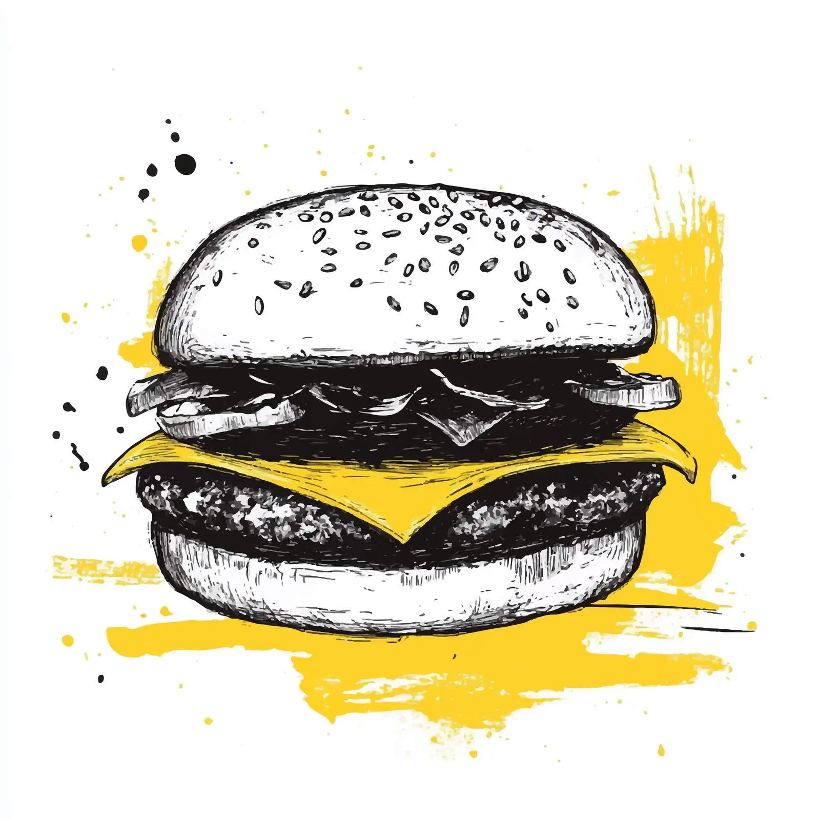 Hand-Drawn Hamburger on White Background — free download from Dotvec