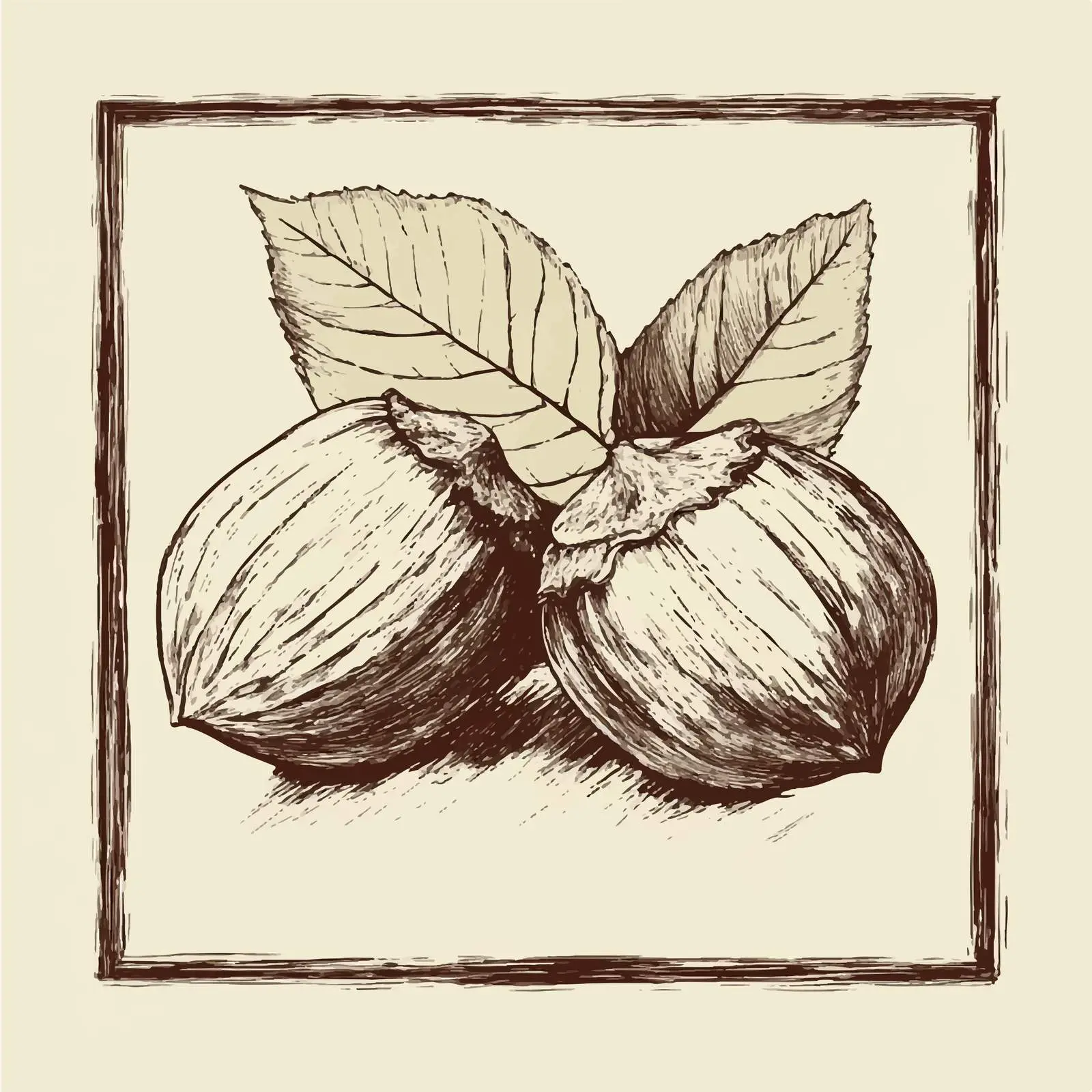 Hand-Drawn Hazelnut Sketch on Beige Background — free download from Dotvec